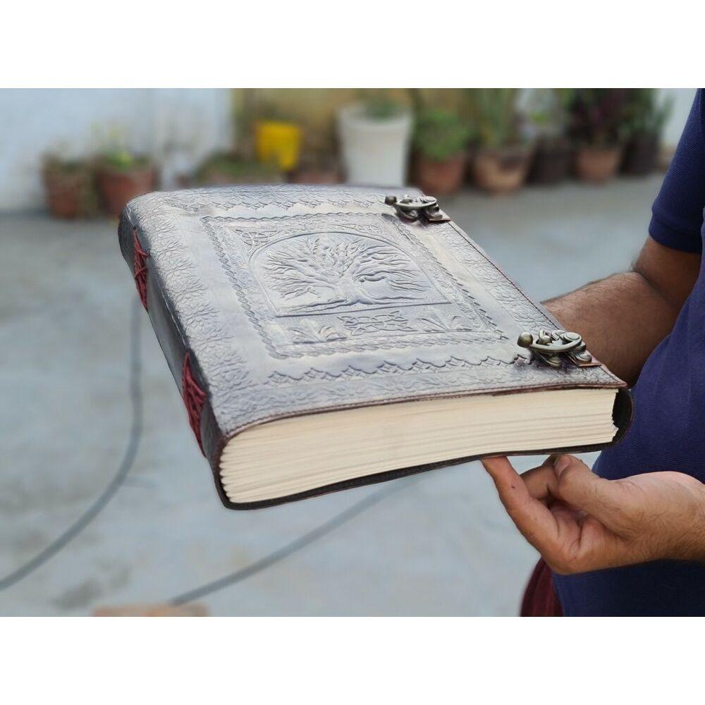 Handmade Tree of Life Leather Journal Diary Celtic Book of Shadow Wicca Vintage