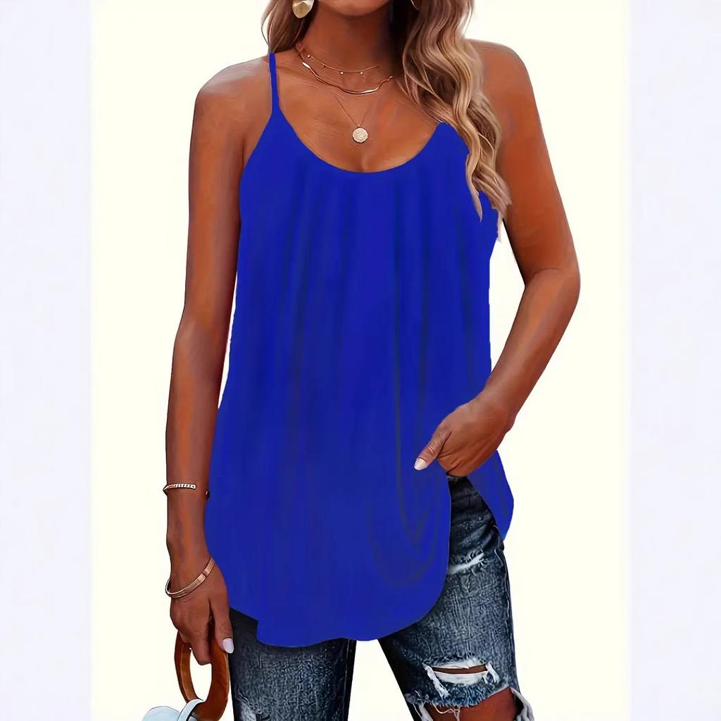 Women's Summer Vest Pleated Thin Shoulder Strap Loose Casual Vest