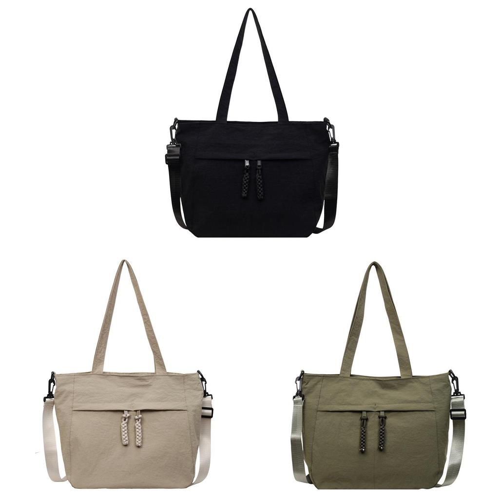 Minimalist Nylon Tote Bag With Top Zipper For Daily Commuting And Casual Wear