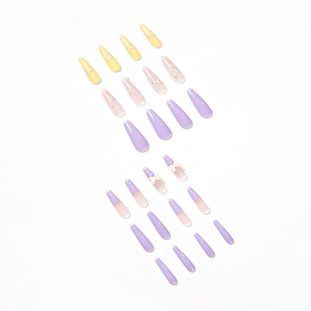 Taro Purple Wearable Nail Art Stickers - Finished Fake Nails