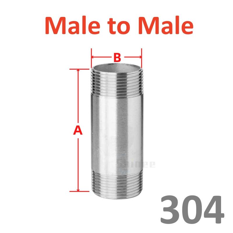 

1/8 1/4 3/8 1/2 3/4 1 BSP Male Female 50 60 80 100 150 200 300mm Barrel Coupler Nipple Pipe Fitting Connector 304 Stainless A 80mm&B 1l8 BSP