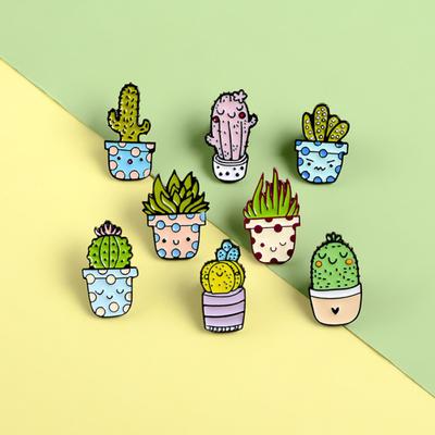 Unisex niedliche Cartoon-Kaktus-Sukkulenten-Emaille-Pflanzen-Brosche, Anstecknadel, Schmuck, Geschenk