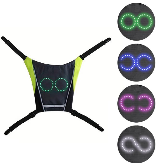 LED voice-controlled multi-color bicycle USB rechargeable reflective backpack accessory clip серый