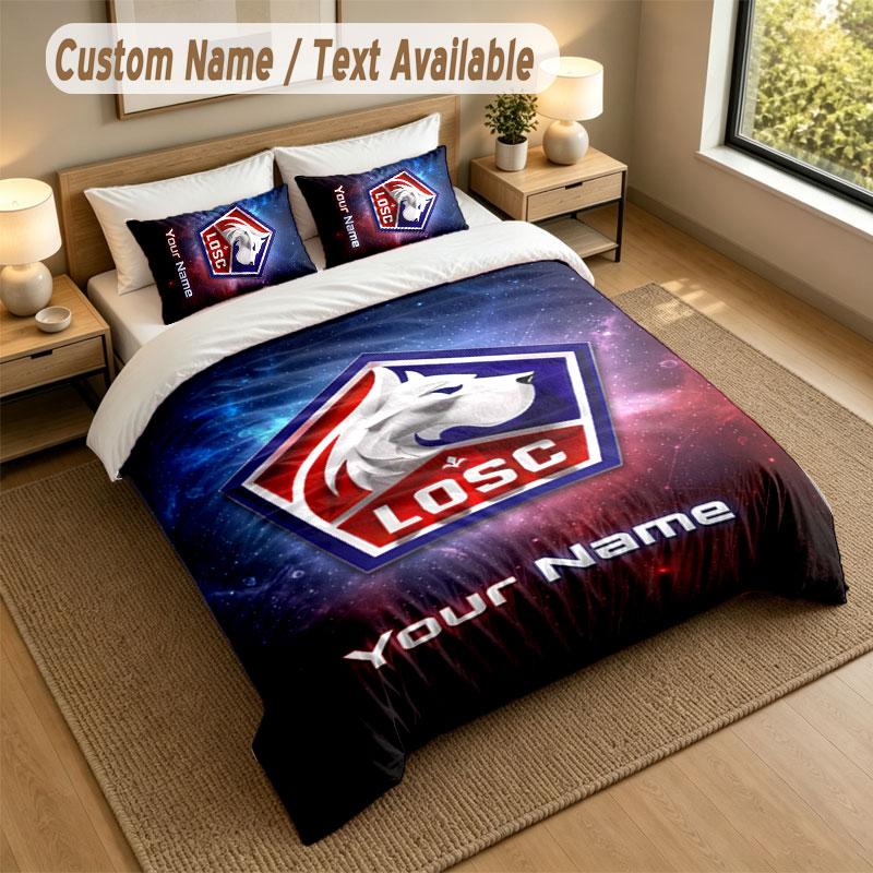 Bedding Set 1 Duvet Cover 2 Pillowcases LOSC Lille Print Soft Bed Linen Bedroom Decor