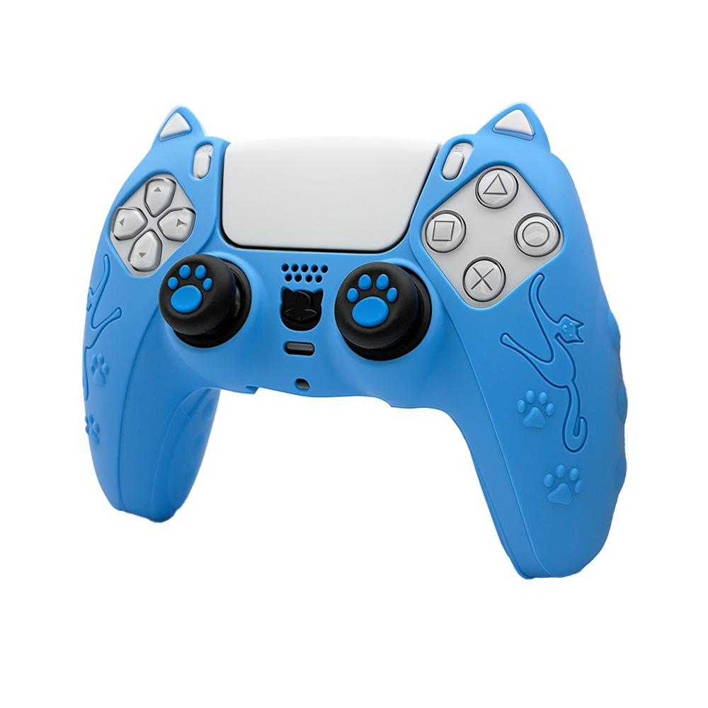 Coque en Silicone Antidérapante VILCORN pour Manette PS5 avec Grip pour Pouces – Housse de Protection Antichoc pour Accessoires de Jeu DualSense bleu