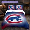 Chicago Cubs Pattern Microfiber 3Pcs Bedding Set Decor Duvet Cover Set For Bedroom Home Use
