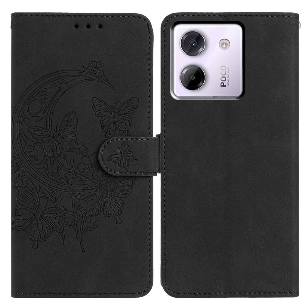 For Xiaomi Poco M7 Pro 5G Case Butterfly Flower Imprinted PU Leather Wallet Stand Phone Cover