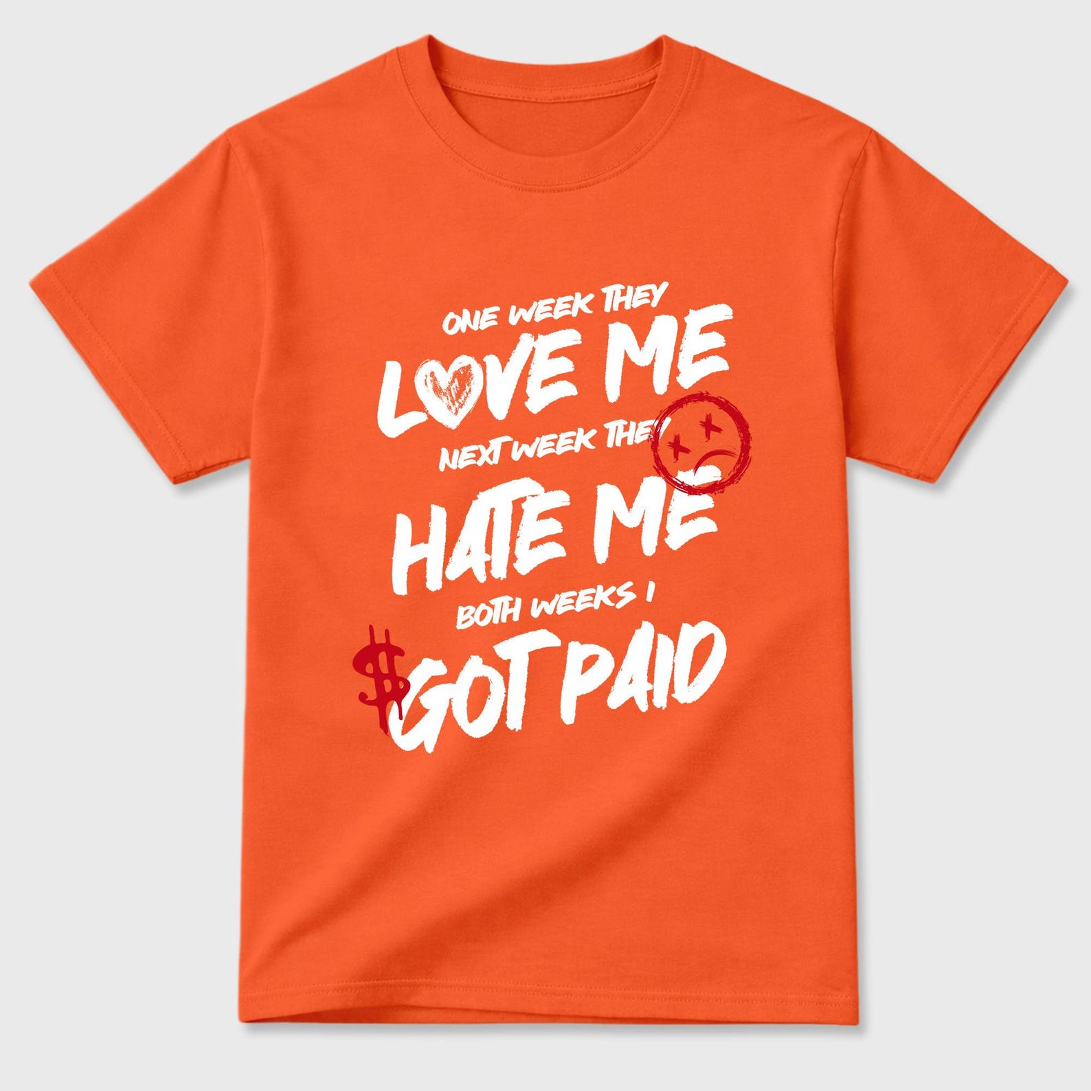 I Got Paid graphic tee. Streetwear Brand Graphic T-Shirt. 3s Orange Citrus M