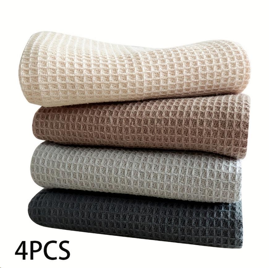 Home Kitchen Cotton Plain Dishwashing Cloth Waffle Tea Towel Four Set Kitchen Towel Napkin Four pack