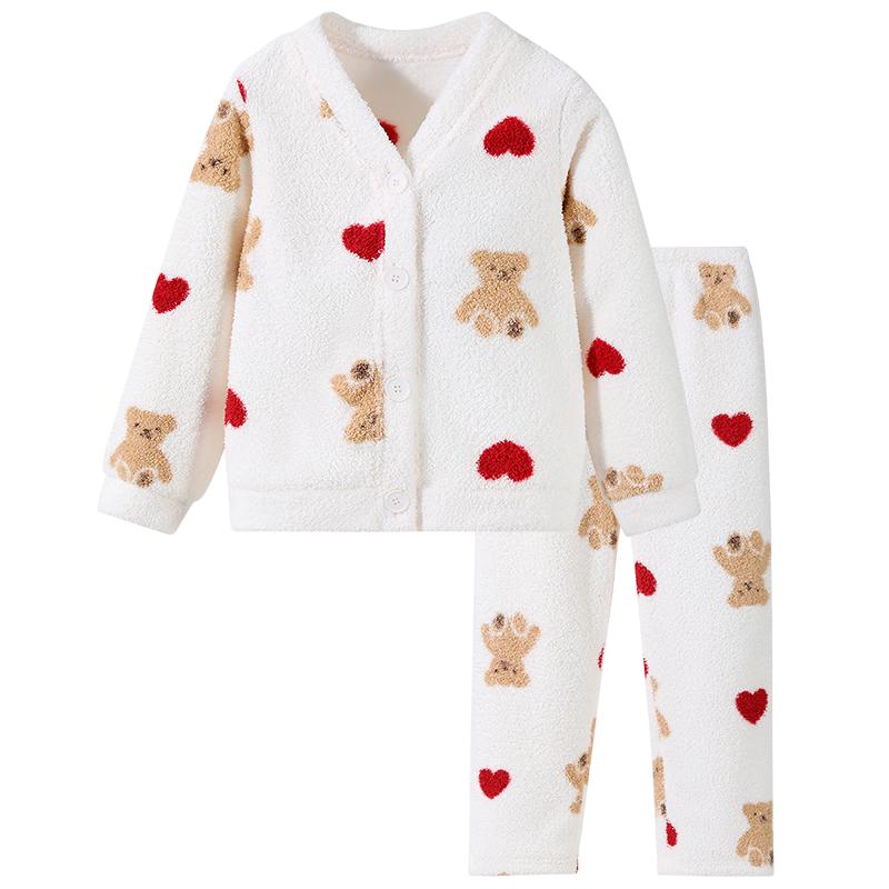 Classic Teddy Girls  Plush Thermal Pajama Set 150