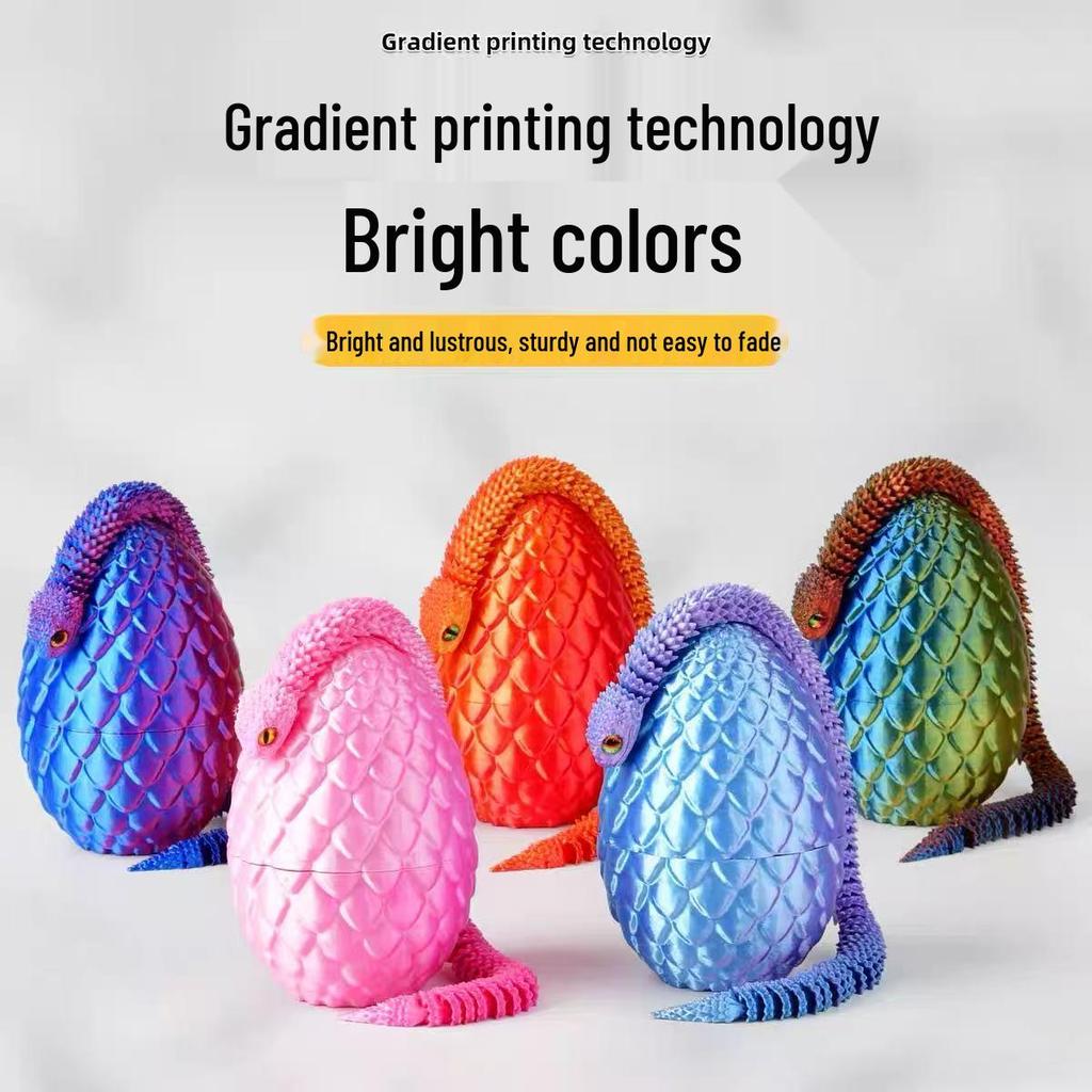 3D Printed Viper Egg Set: Articulated Small Snake Figurine Desktop Ornament Toy for Children