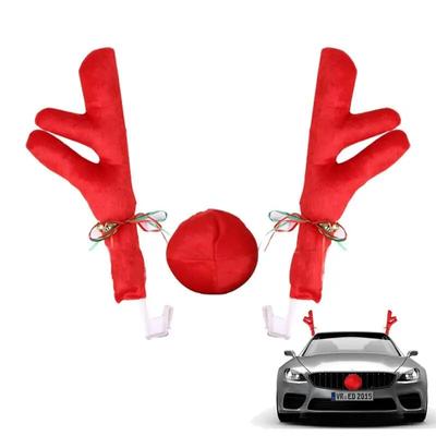 Boże narodzenie Sika poroże jelenia róg nosowy dekoracja samochodu renifer łoś zestaw ozdoby ciężarówek Xmas przyjęcie świąteczne prezent Kawaii