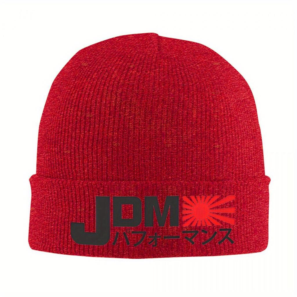 Logo JDM Knitted Hat for Women Men Skullies Beanies Winter Hat Acrylic Drift Car Warm Caps