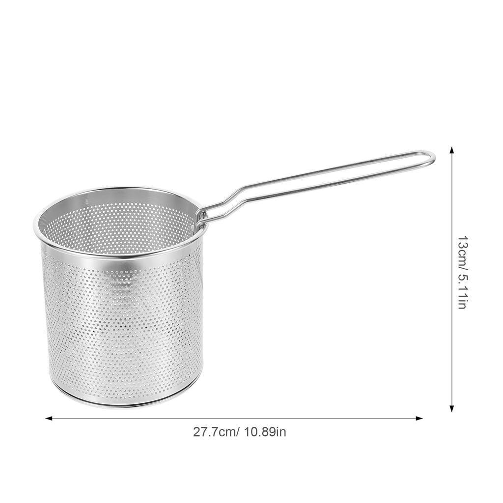 1Set Household Deep Fryer Pot with Metal Frying Basket Stainless Steel Construction Fast Heat Transfer Safe for Gas Electric