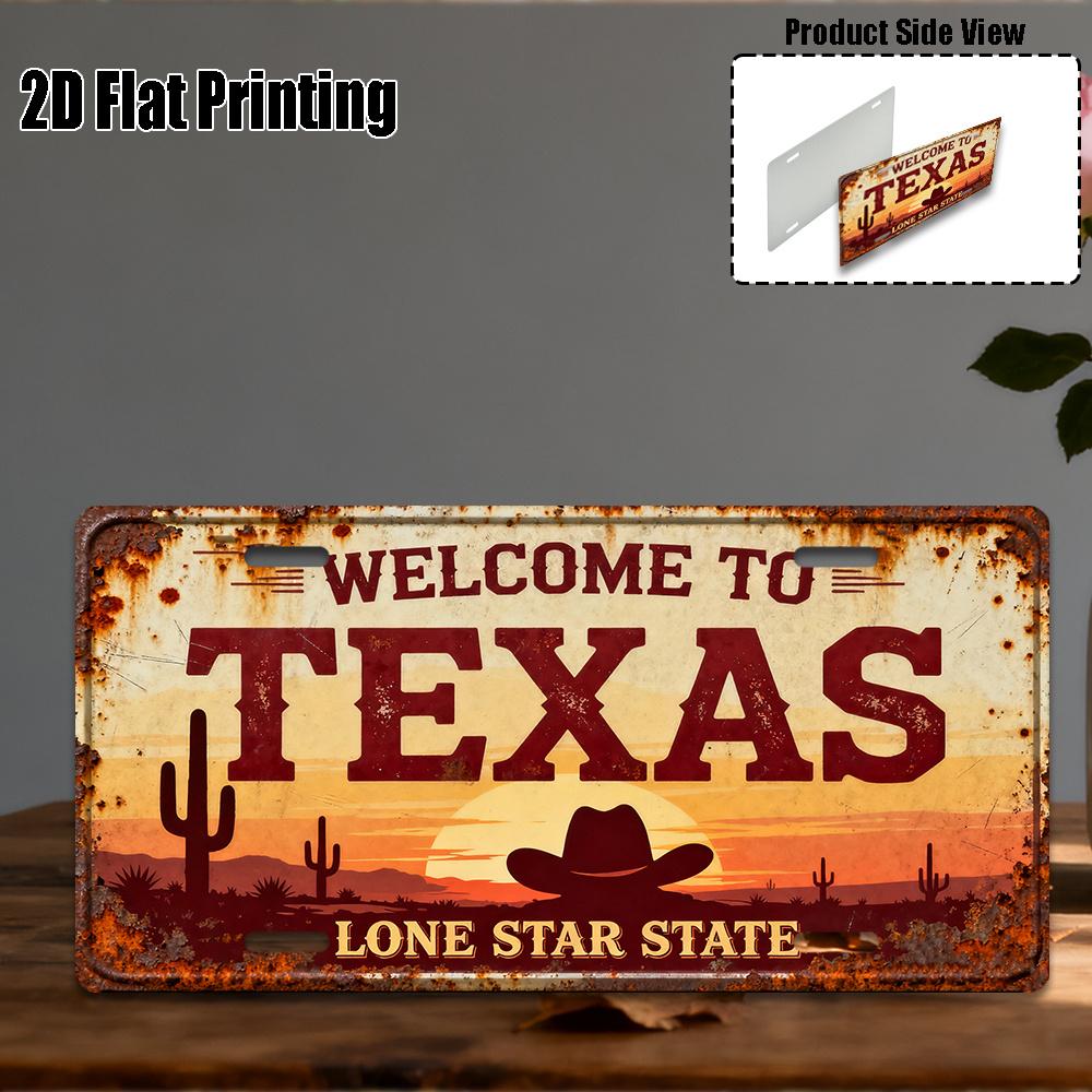 2D Flat Printing, Vintage Sign, Only for decoration, Yard Signs & Wall Art, Texas Sign, American Western Cowboy Style Decor
