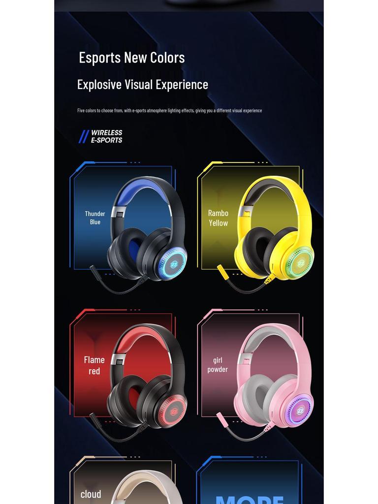 Hot-Selling Luminous Wireless Bluetooth Gaming Headphones with Microphone