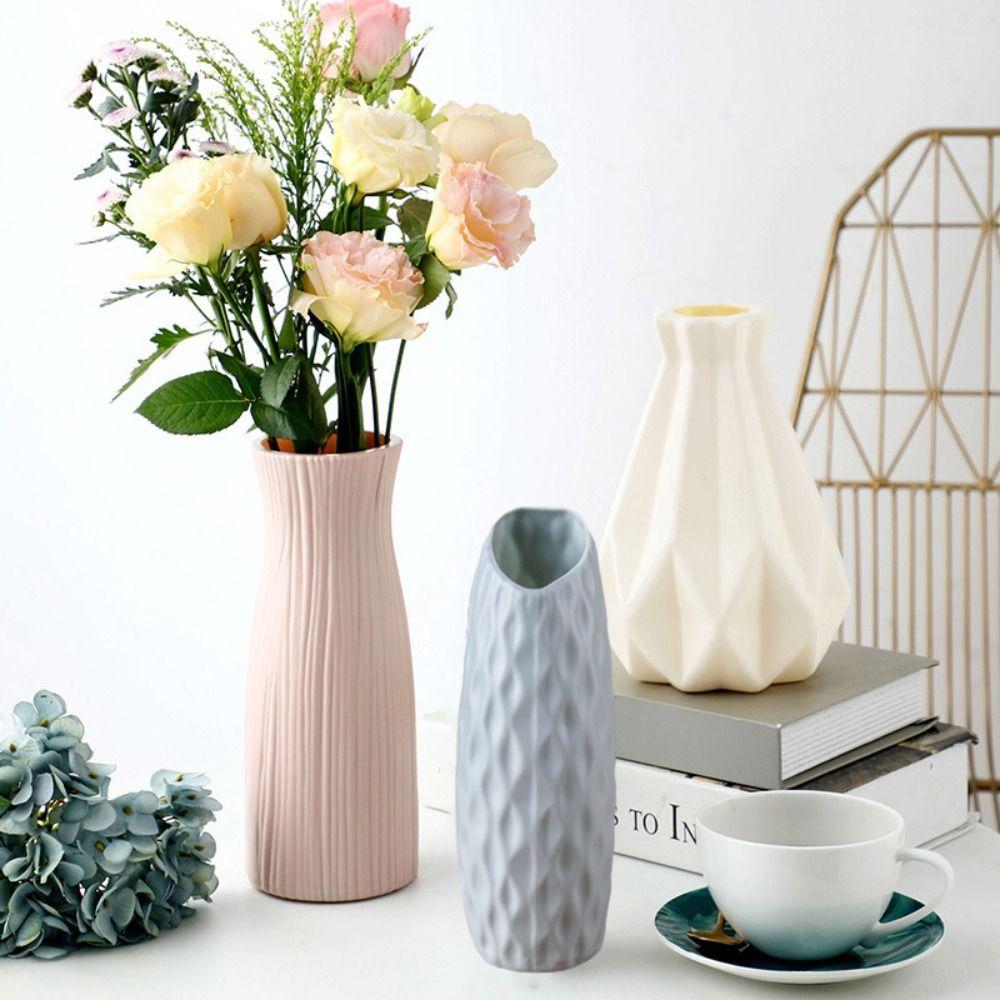 Plastic Nordic Style Vase Imitation Ceramic Desktop Ornament Flower Pot Decoration  Living Room