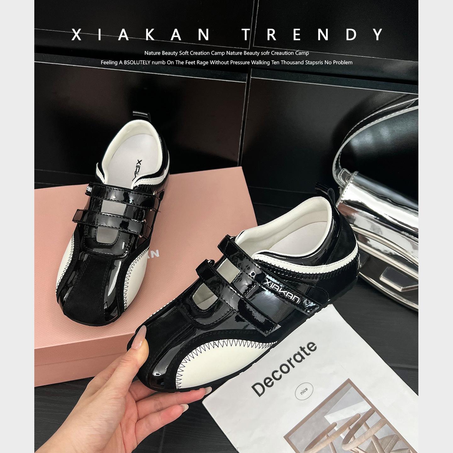 

Скрытое увеличение высоты 6 см, спортивные туфли Мэри Джейн на липучках с полыми вставками, женские, весна-осень 2025, универсальные, повседневные, для моральной подготовки, трендовые 40 чёрный