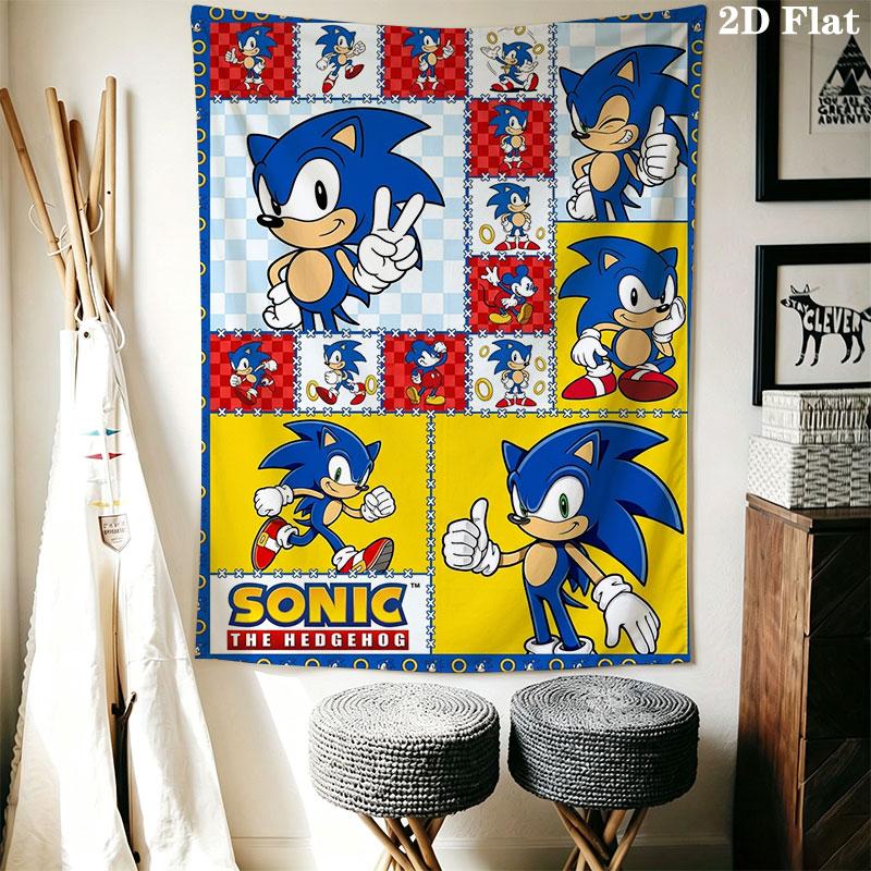 Hedgehog Sonic Soar Wall Hanging Printed Fabric Blanket Decorative Tapestries for Bedroom Living Room Home Decor