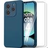Case + 2 Tempered Glass for Xiaomi Redmi Note 14 4G (not for 5G) Liquid Silicone Slim Lightweight Anti-Scratch - Navy Blue
