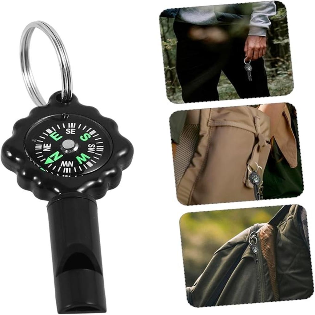 Camping Whistle Compass Keychain - Portable Outdoor  Gear with High-Precision Direction , Lightweight and Easy To Carry