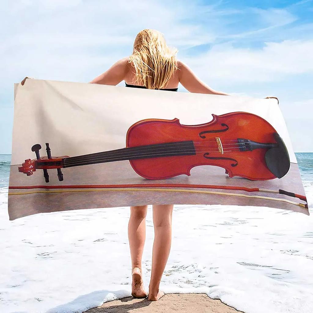 Beach Towels Violin Sand Towel Beach Blanket Sand Free-Microfiber Quick Dry Swimming Pool Towels Camping Towels for Kids Adults
