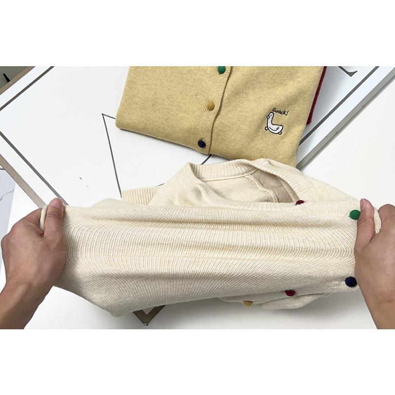 Women Long Sleeve Knitted Embroidered Cardigan Plus Size Casual Outerwear Top