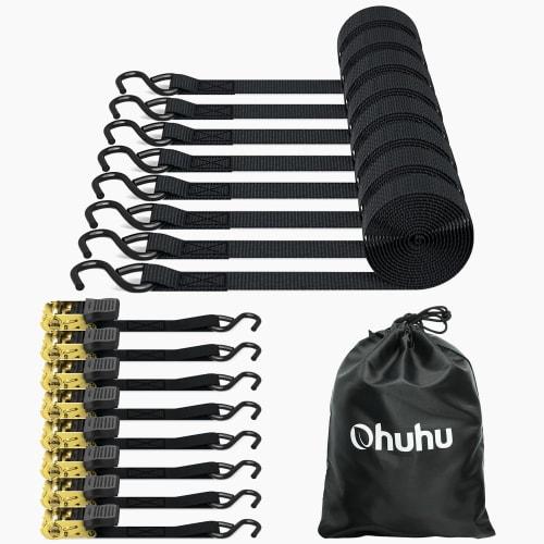 

Ohuhu Ratchet Belts, Tie-Down Belts, Lashing Belts, 4.5m Long, 2.5cm Wide, Load-Securing Belts, 680kg Breaking Load, Maximum Load Capacity 226kg, Moto