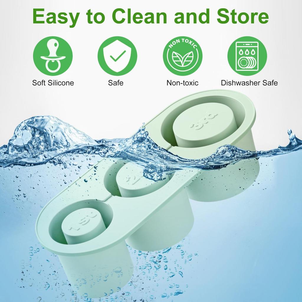 Silicone Ice Cube Maker Tray For Stanley Cup with Lid and Bin for Freezer 3 Hollow Large Cylinder Ice Cube Mold for Drinking