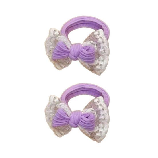Yousheng Hair Tie Embroidery Lace Double Layer Bow Decor Hair Rope High Elasticity Ponytail Holder Women Hair