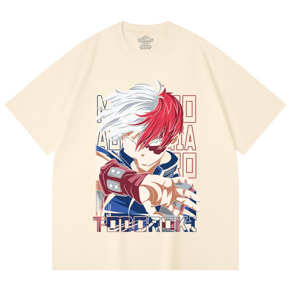 

230 Gsm 100% Cotton My Hero Academia V18 Todoroki Print Unisex Heavy Cotton T Shirt XS абрикосовый