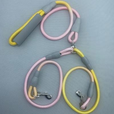 Gradient Color Dual Dog Leash Set 360° Swivel Nylon Leash Dog Running Leash Reflective Stitching Hands Free
