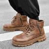 Pánské PU kožené boty Prodyšné Outdoorové kotníkové boty Módní Vysoké kotníkové boty Protiskluzové robustní boty