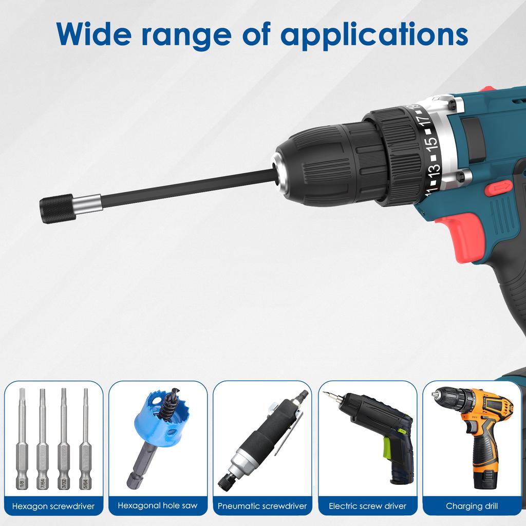Self-Locking Screwdriver Drill Bit Holder Extension Rod Quick Release 1/4 in Magnetic Hex Extension Chuck Adapter for Screw Nut