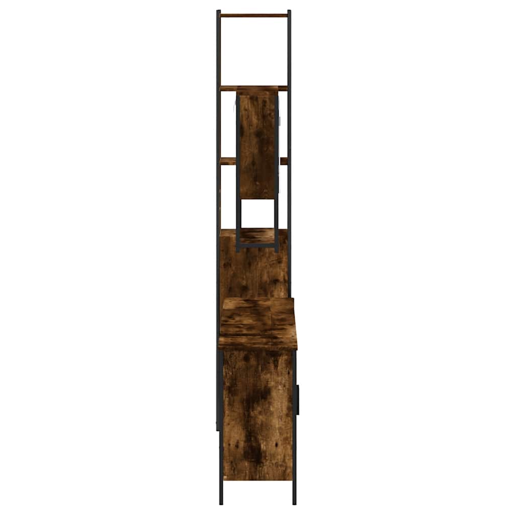 4 piece bathroom furniture set smoked oak wood based material