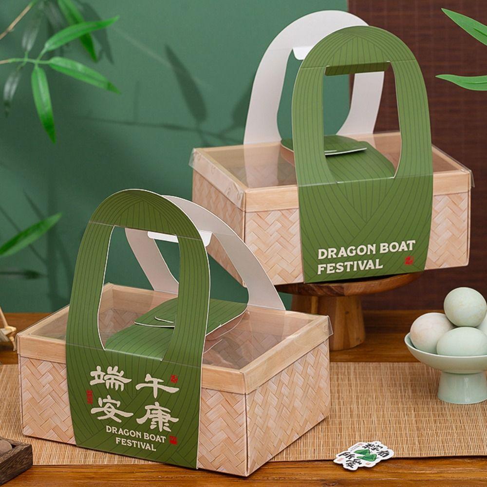Handmade Zongzi Packing Box Creative Hand-held Basket Portable Storage Box  Pastry