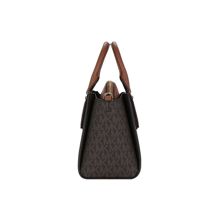 Michael Kors MK Daria Monogram Logo Pendant Vintage Leather Tote Shoulder Crossbody Bag Women bags Brown 35S1GDIC1B-BROWN