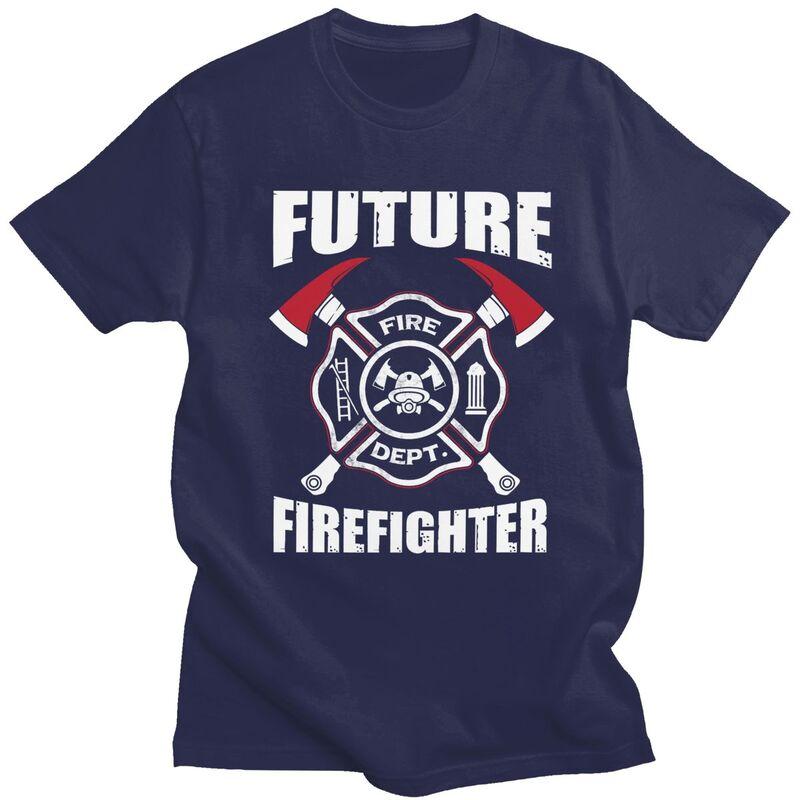 Custom Future Firefighter Tshirts for Men Short Sleeves Casual T Shirt Fire Rescue Fireman Tshirts Slim Fit Pure Cotton Tees