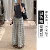 Fungus Edge Plaid Wide-leg Pants Women's Summer Thin New Retro High-waisted Loose Casual Straight Yamamoto Pants