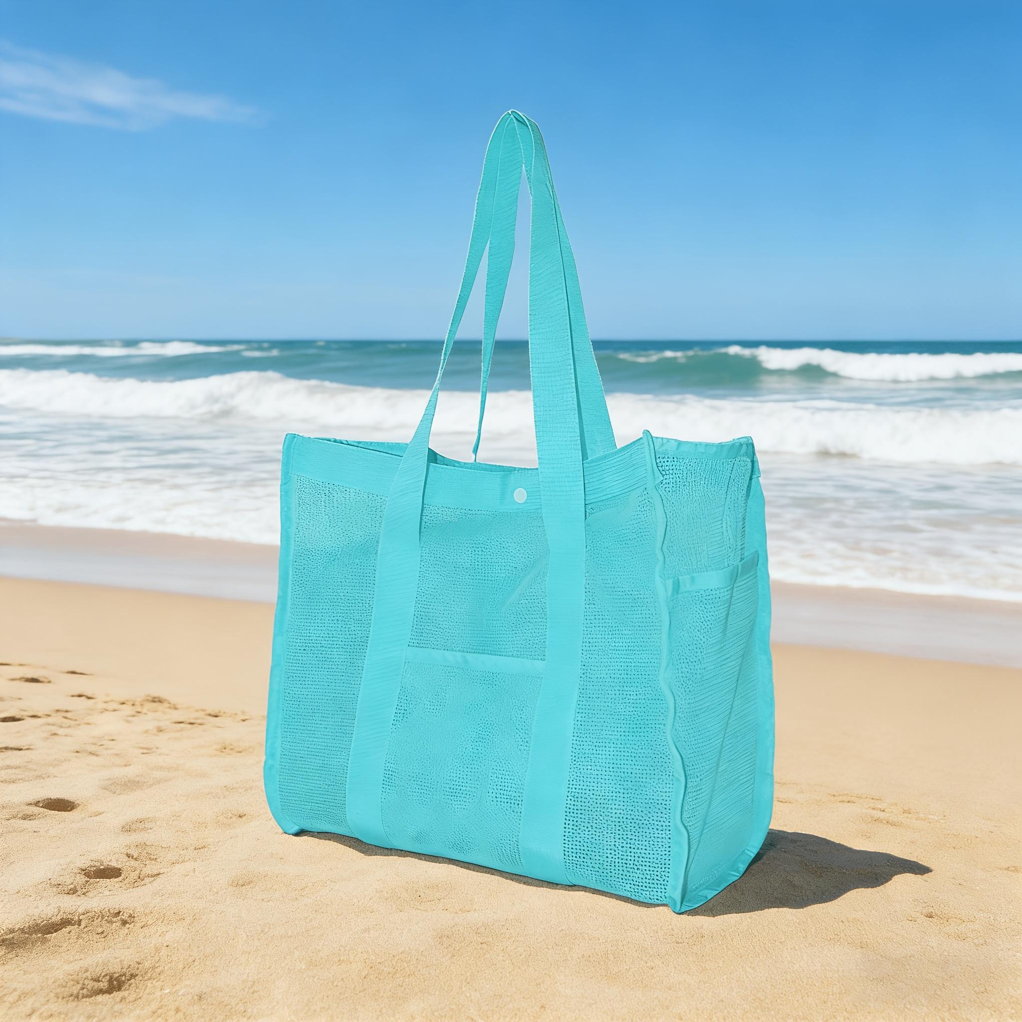 

Multifunctional Mesh Grid Storage Bag Lightweight Tote For Women Beach Travel Toiletry Cosmetic Organizer Pouch Portable Use зелений
