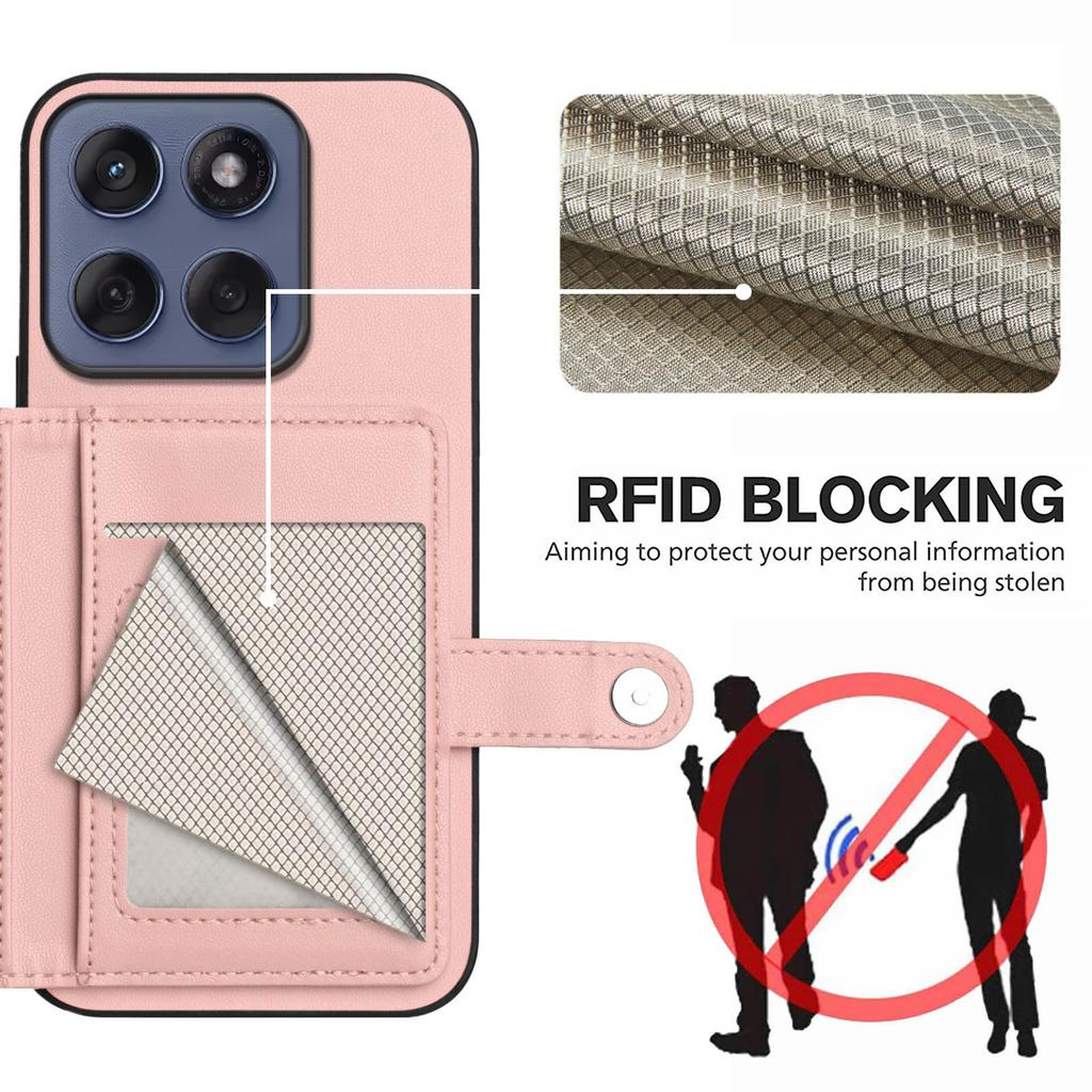 For Motorola Edge 60 5G/Motorola Edge 60s 5G/Motorola Edge 60 Fusion 5G Case RFID Blocking Card Holder Kickstand TPU + PU Leather Phone Back Cover