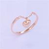 Purple Gold Peach Heart Chain Ring Fashion Light Luxury Plated Rose Gold Love Fringed Ring