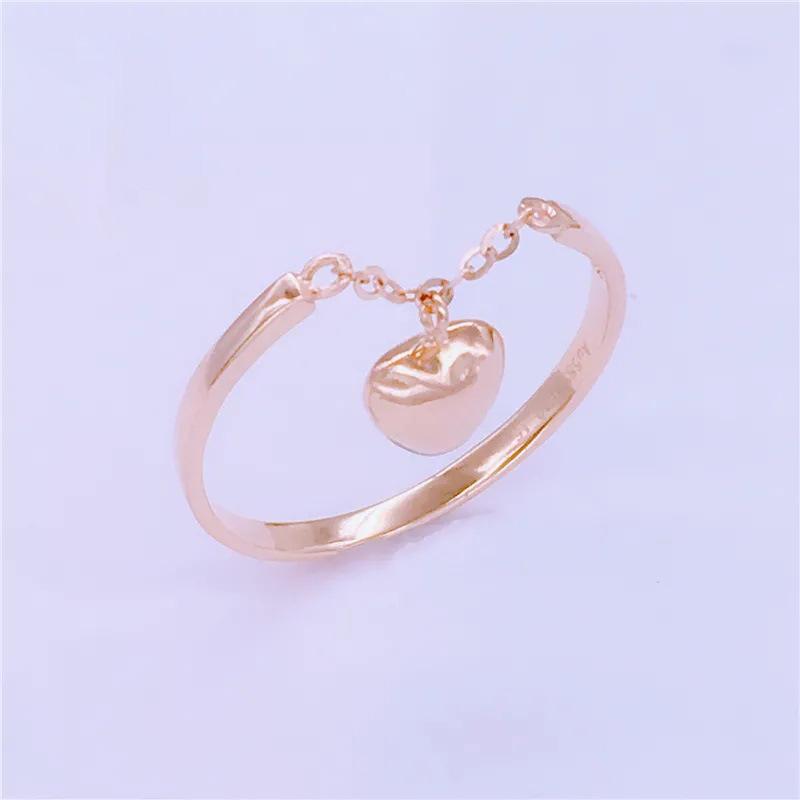 Purple Gold Peach Heart Chain Ring Fashion Light Luxury Plated Rose Gold Love Fringed Ring