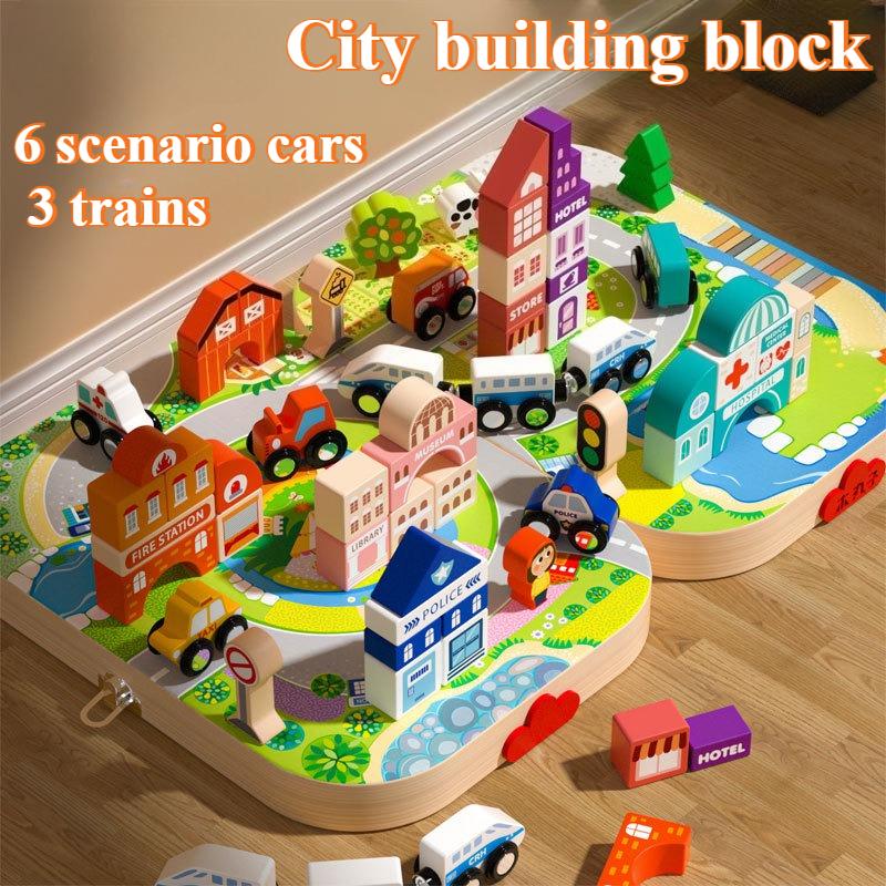 

Wooden Construction Blocks Set City Construction Stacker Stacking Preschool Learning Educational Toys Toddler Toys Boy Girl Gifts