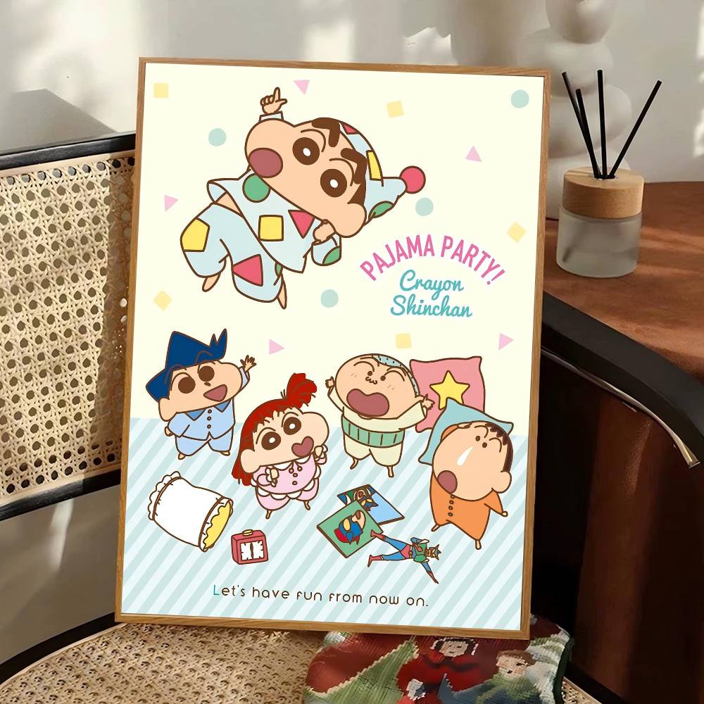 Anime C-Crayon Shin-Chan Whitepaper Poster Waterproof Paper Sticker Coffee House Bar Aesthetic Art Wall Painting