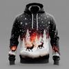 Santa Claus Reindeer 3D Printed Hoodie Men's And Women's Autumn And Winter Fashion Casual Pullover Christmas Holiday Party Top