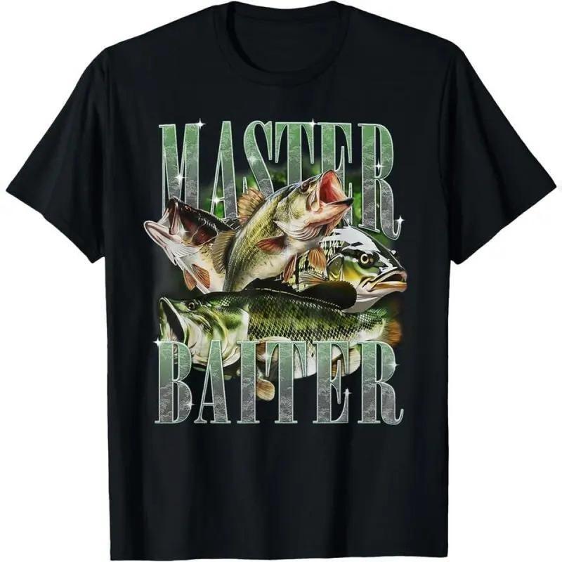 Master Baiter Bass Fishing Fisher Papa Dad Happy Fathers Day T-Shirt S