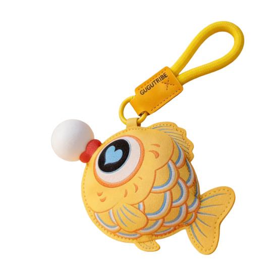 

Keychain Pendant Imitation Leather Goldfish Bubble Toy Decompression Bag Pendant with Lanyard Sensory Fidget Toy жёлтый