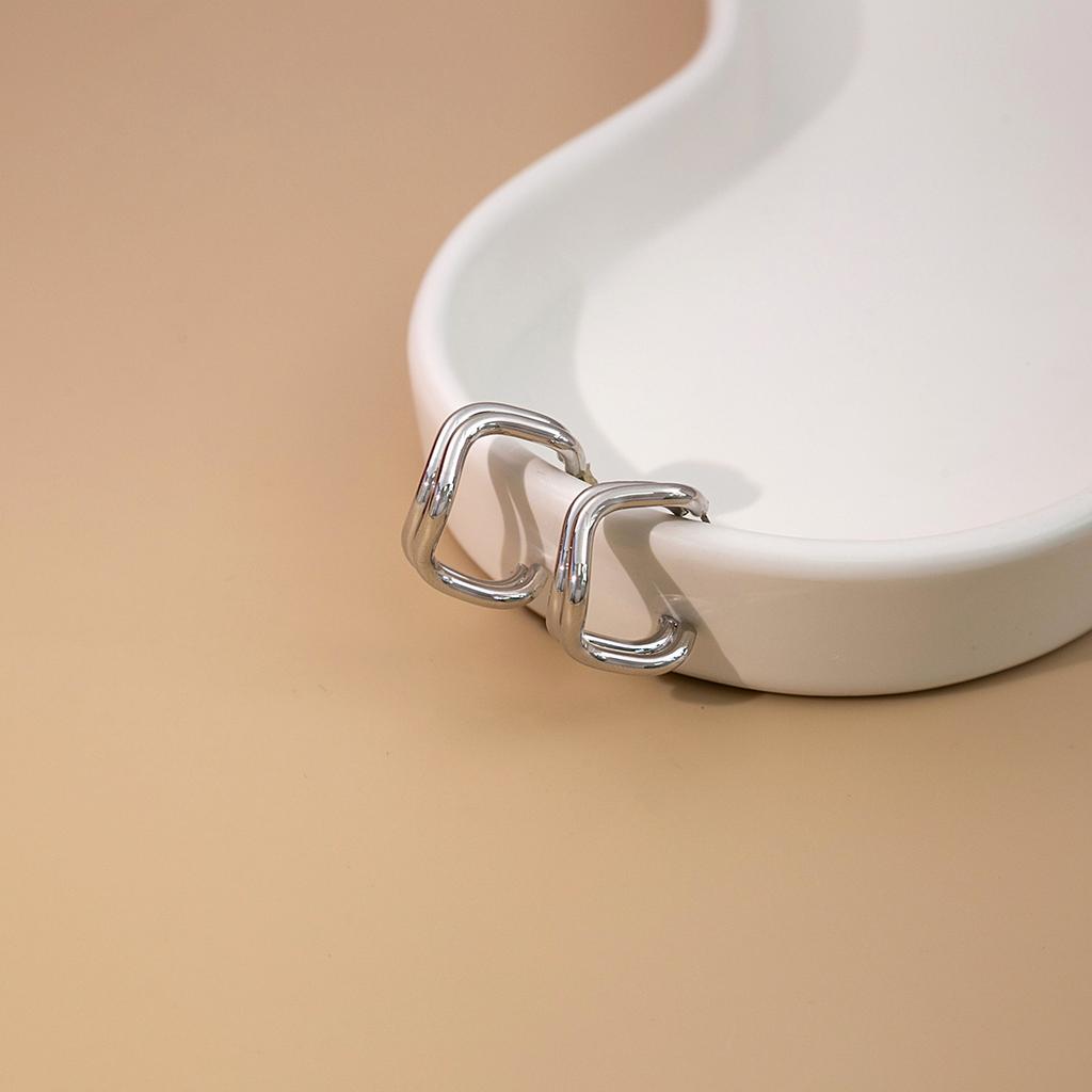 Geometric Irregular Stud Earrings, Niche Simple Cold Wind Earrings, Quadrilateral Open Earrings