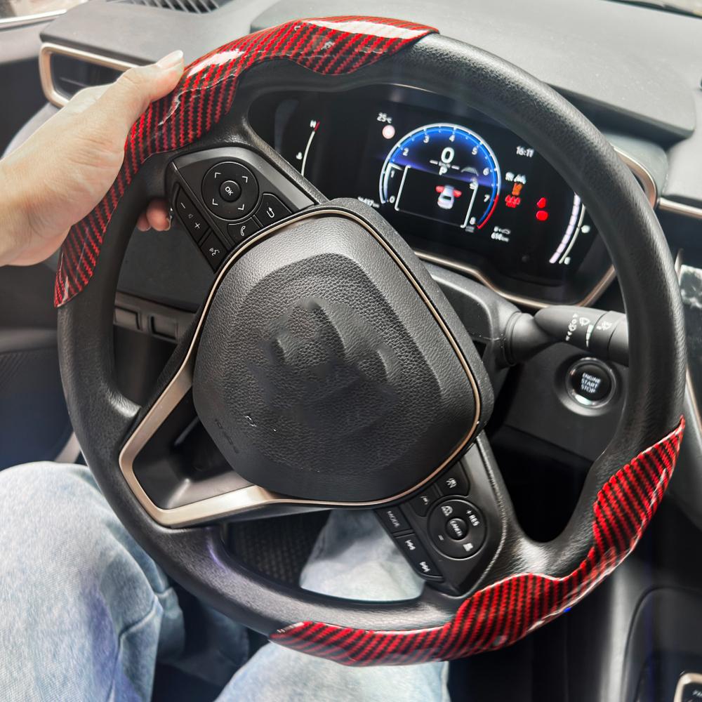 2PCS Carbon Fiber Silicone Car Steering Wheel Cover Custom Anti-skid Booster Cover Auto Accessories 38cm For Auto Deco 2025
